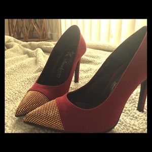 Red suede heels